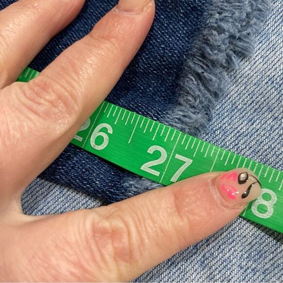 We The Free People | High Rise Dark Wash Raw Hem Skinny Blue Jeans Size 30 - Picture 12 of 13